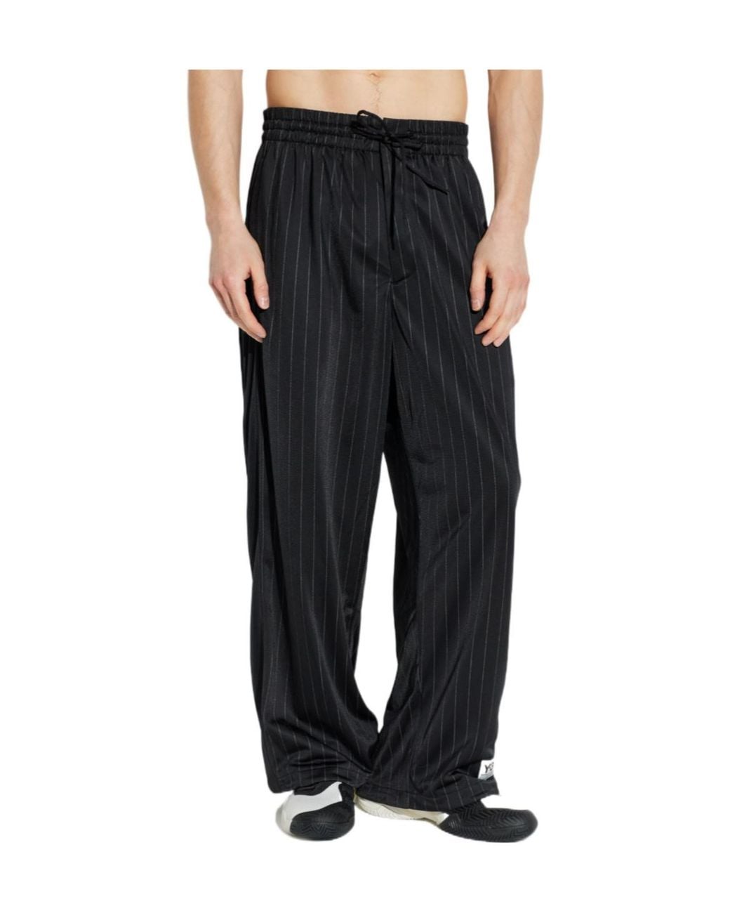 Y-3 Black Straight Leg Striped Sweatpants for men