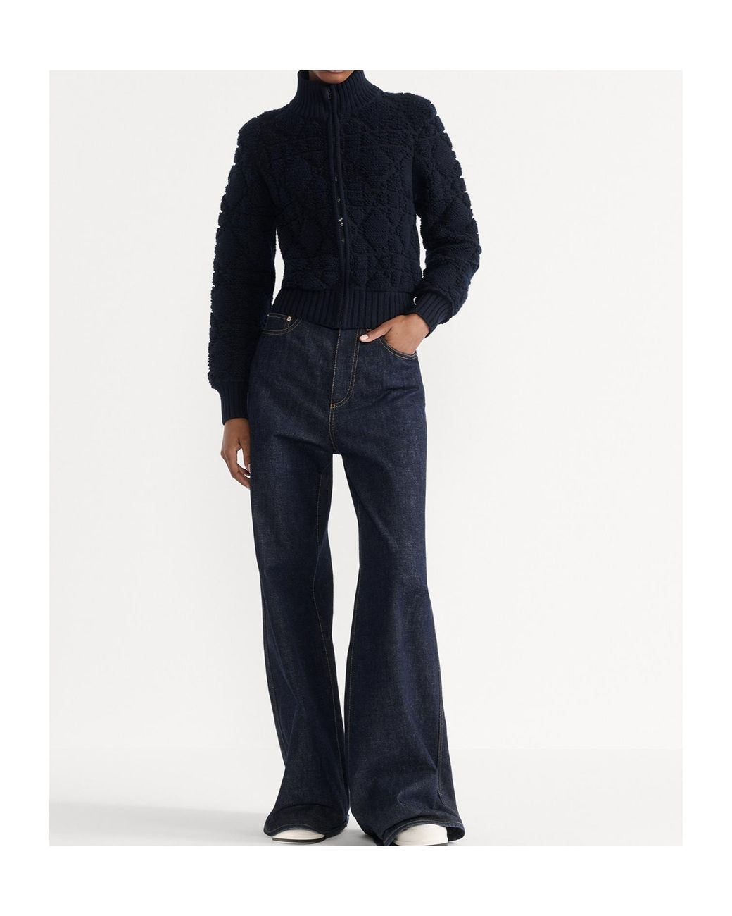 Dior Alps Macrocannage Zipped Cardigan in Blue | Lyst