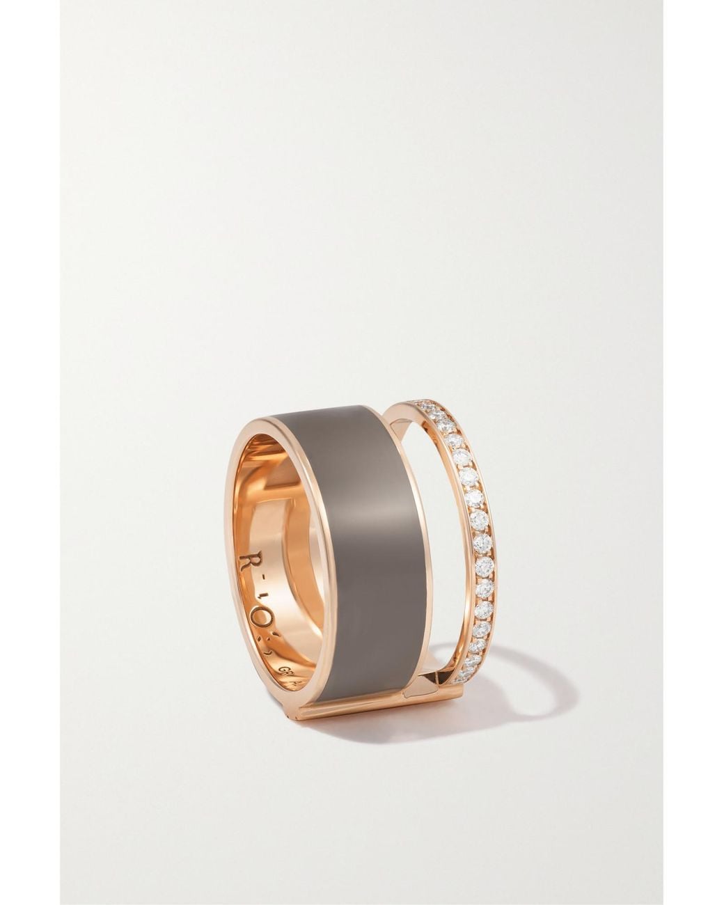 Repossi White 18-Karat Rose, Lacquer And Diamond Ring