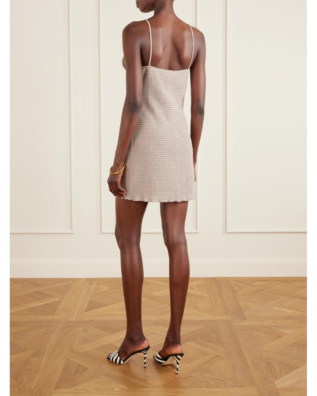 Magda Butrym Natural Floral-Appliqué Mini Dress