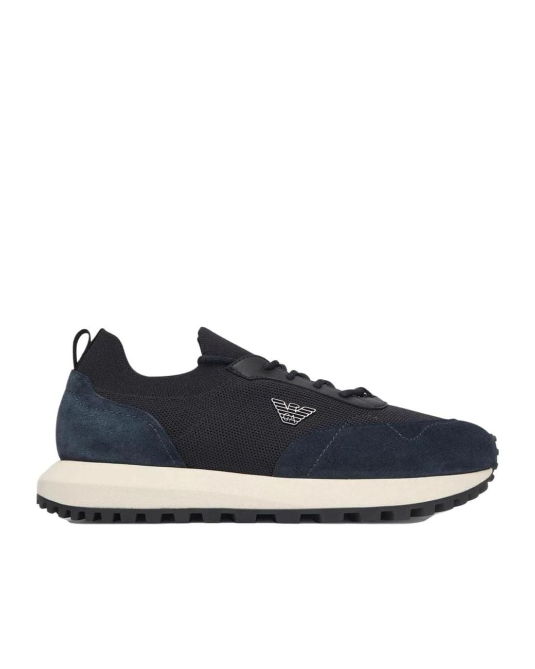 Emporio Armani Blue Logo Patch Sneakers for men