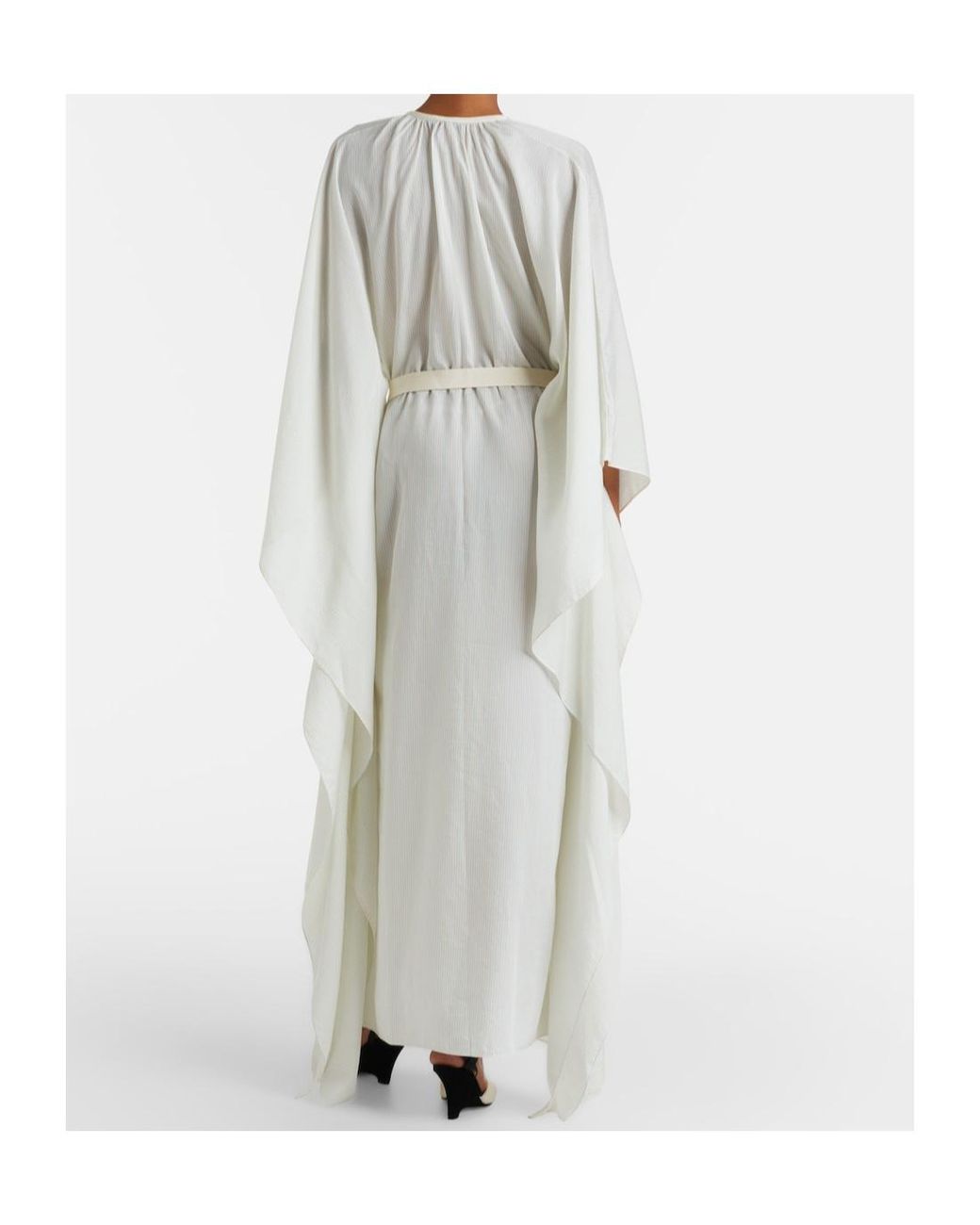 Patou White Striped Pattern Dress