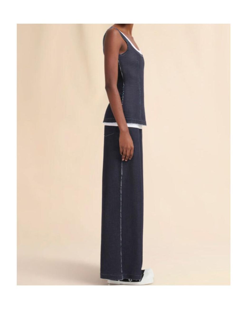デニム・ジーパン Marni Trompe L'oeil Wide-Leg Trousers In Stretch Denim Deep blue stretch denim trompe l'oeil trousers | Marni