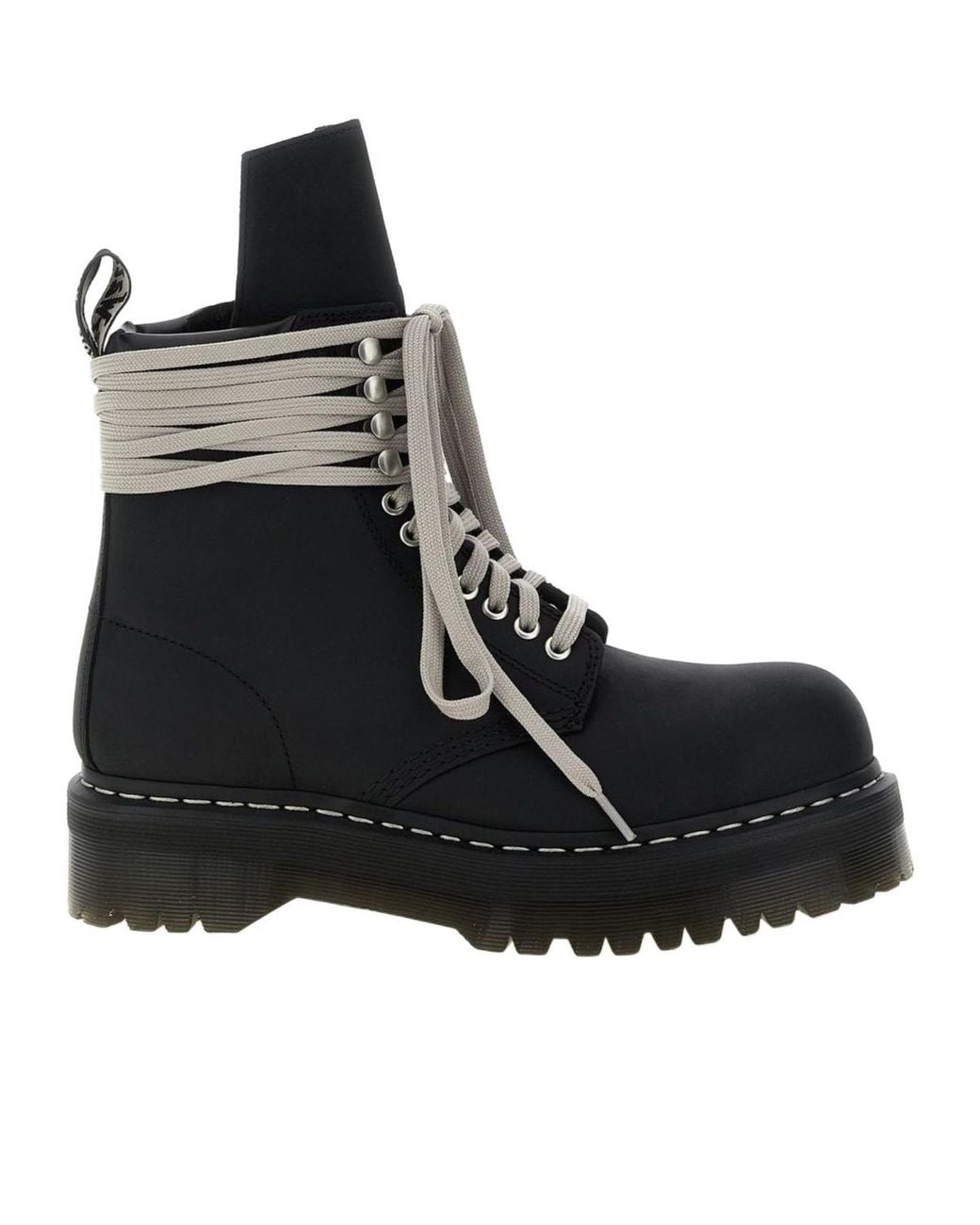 Rick Owens Black X Dr. Martens Round Toe Lace-Up Boots for men