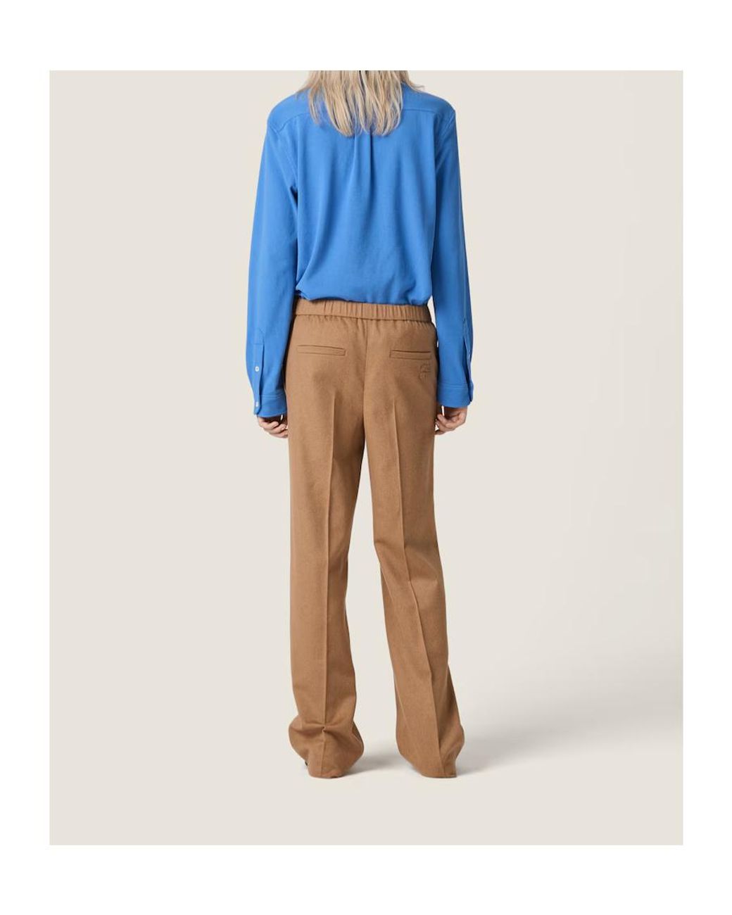Miu Miu Brown Camel Hair Drawstring Pants
