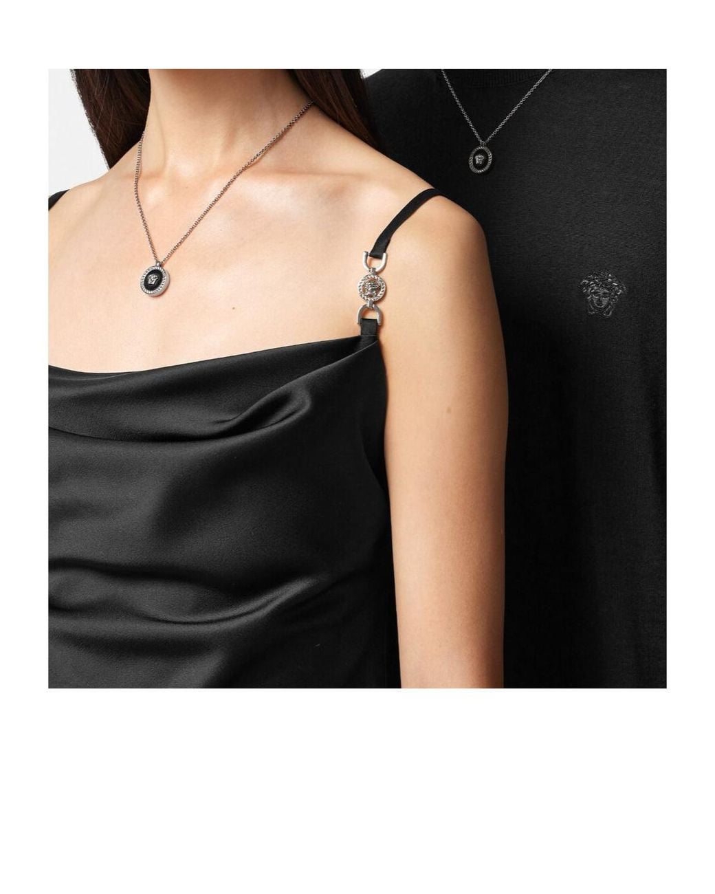 Versace White Medusa Enamel-Pendant Necklace for men