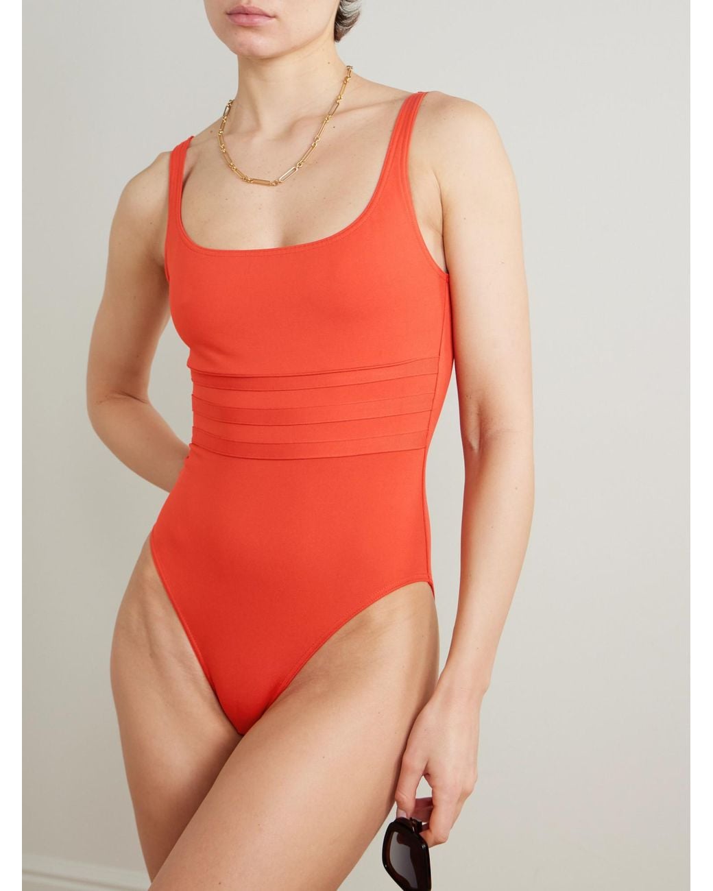 Eres Red Minimal Block One-Piece Swimsuit