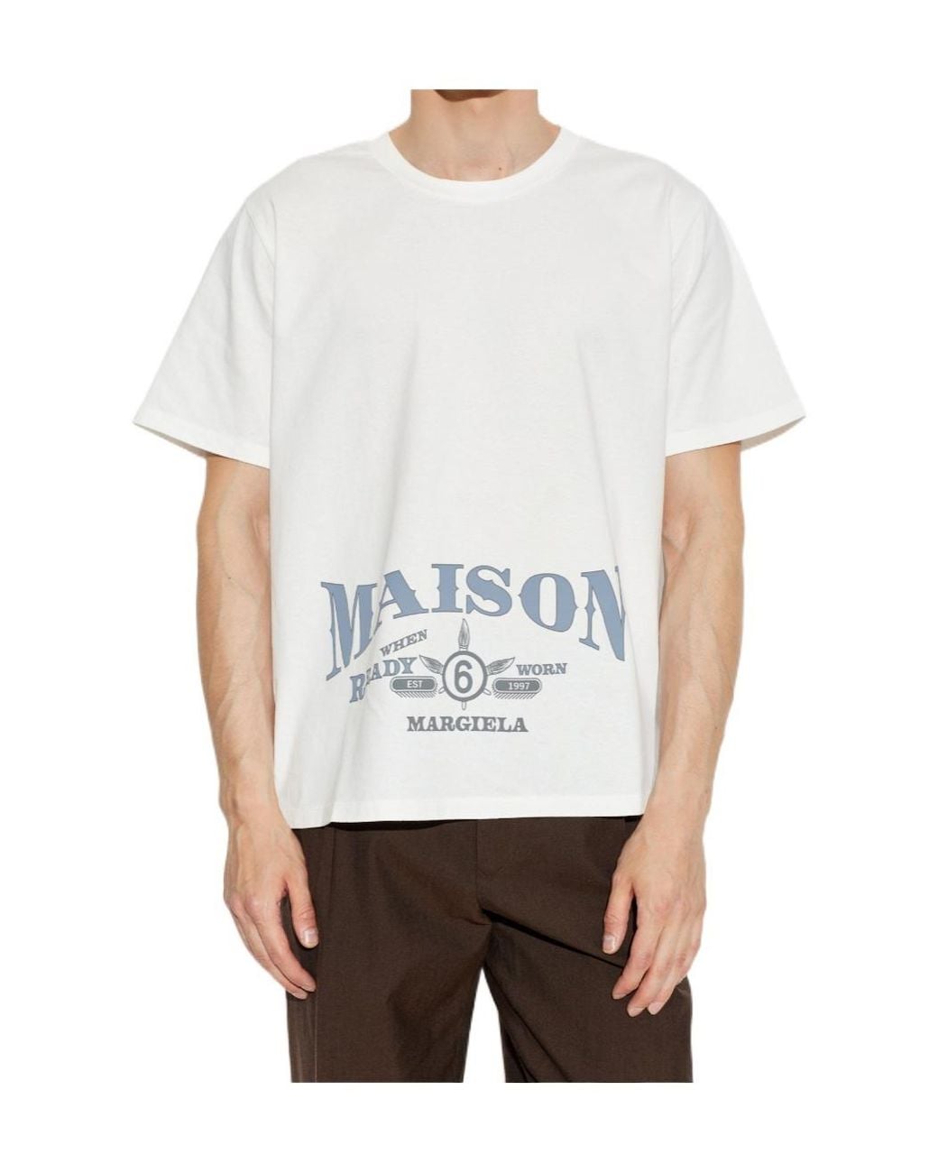 MM6 by Maison Margiela White Logo Printed T-Shirt for men