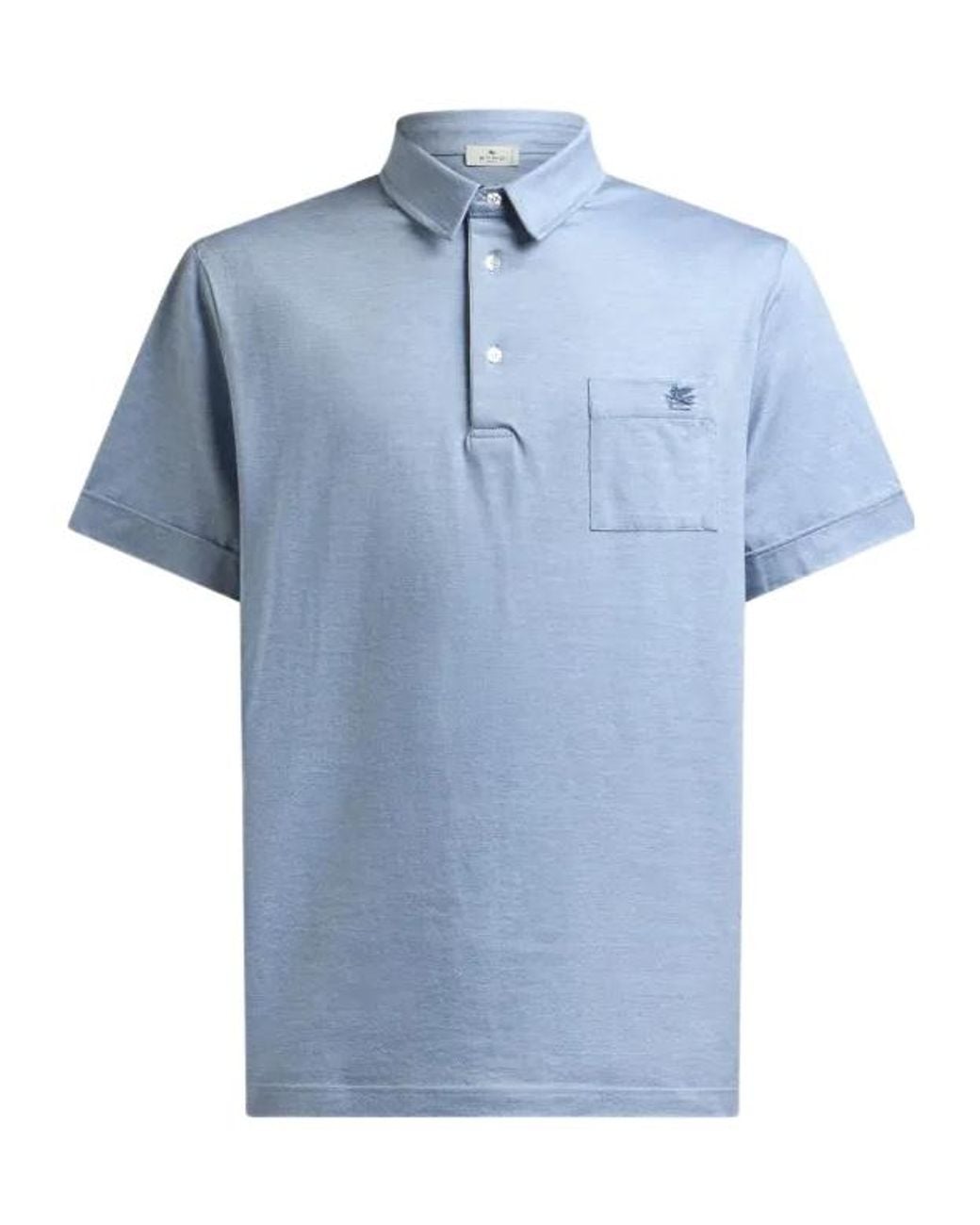 Etro Blue Logo-Embroidered Polo Shirt for men