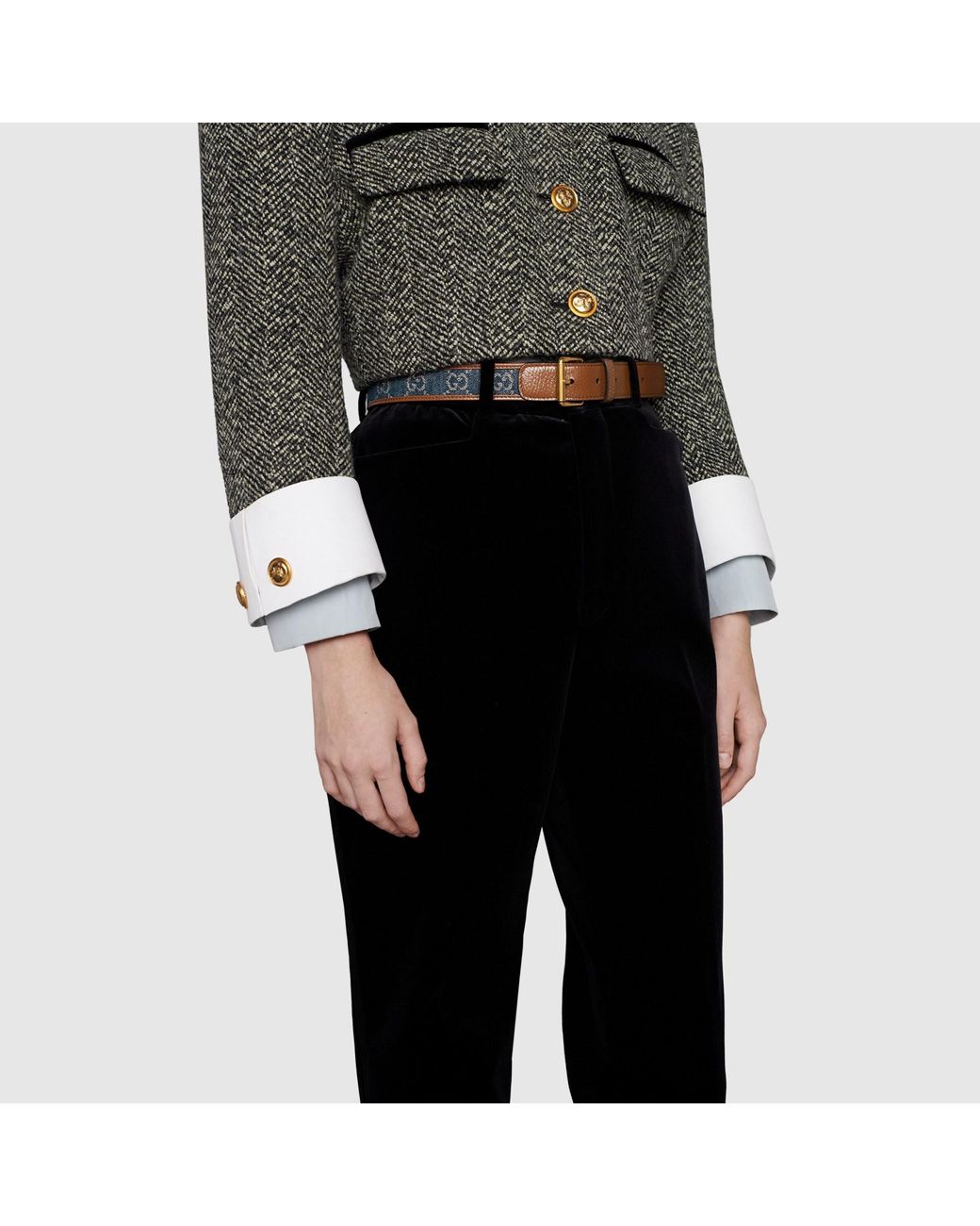 Gucci White Gg-Canvas Buckle-Fastening Belt