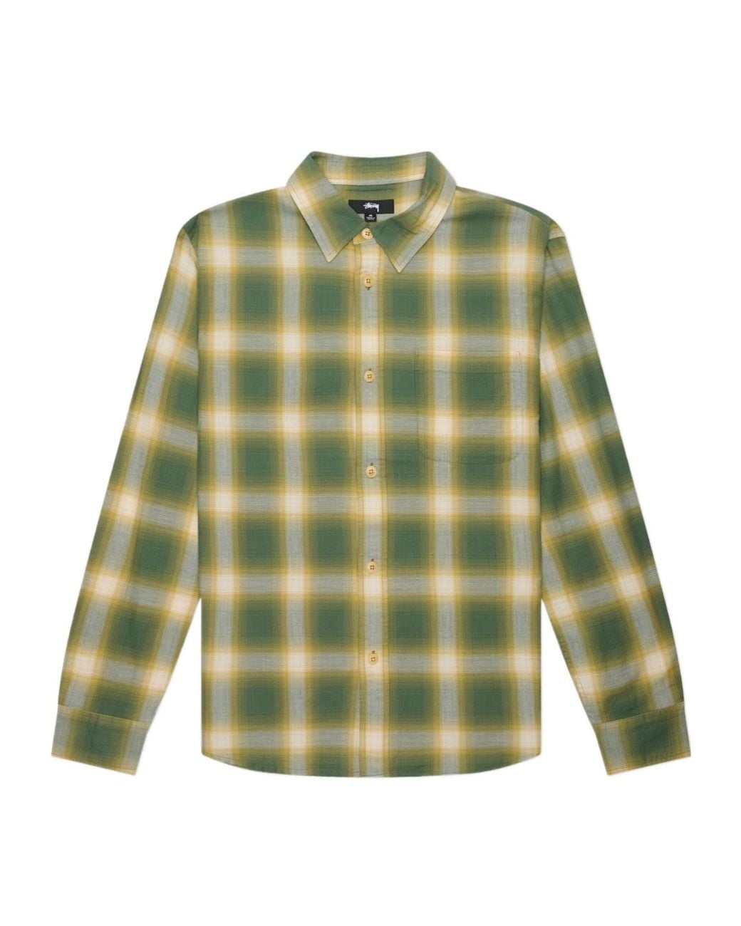 Stussy Green Beach Ombre Checked Shirt for men