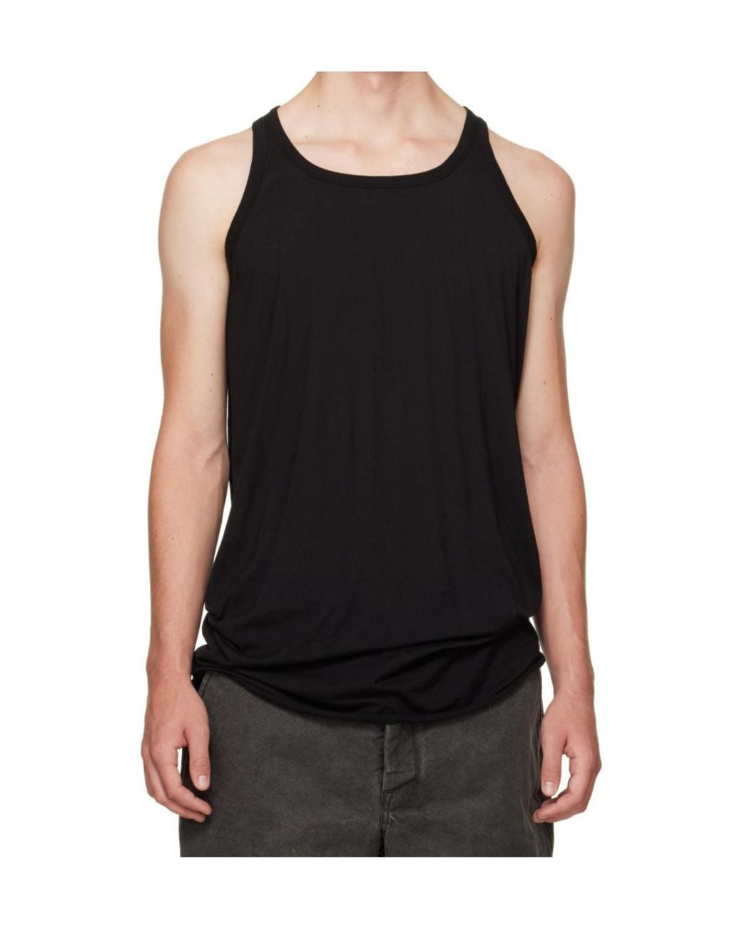 Rick Owens Black Long Sleeveless Tank Top for men