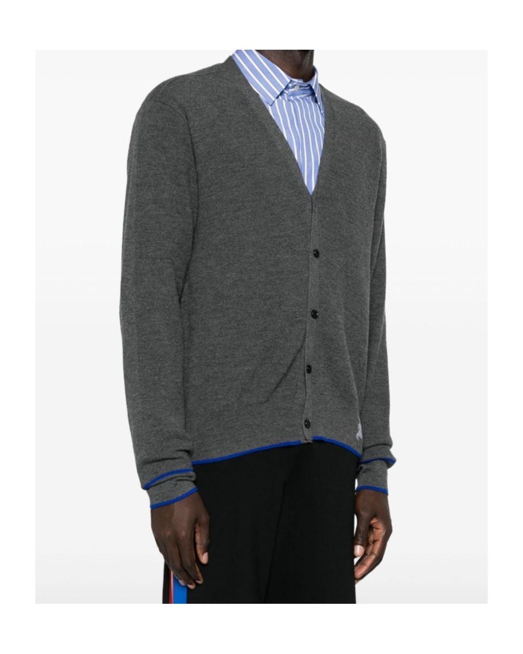 Burberry Gray Equestrian Knight Cardigan for men