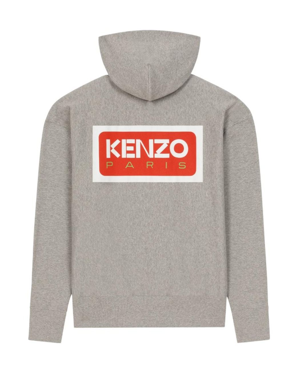 KENZO Gray Logo Embroidered Zip-Up Hoodie for men