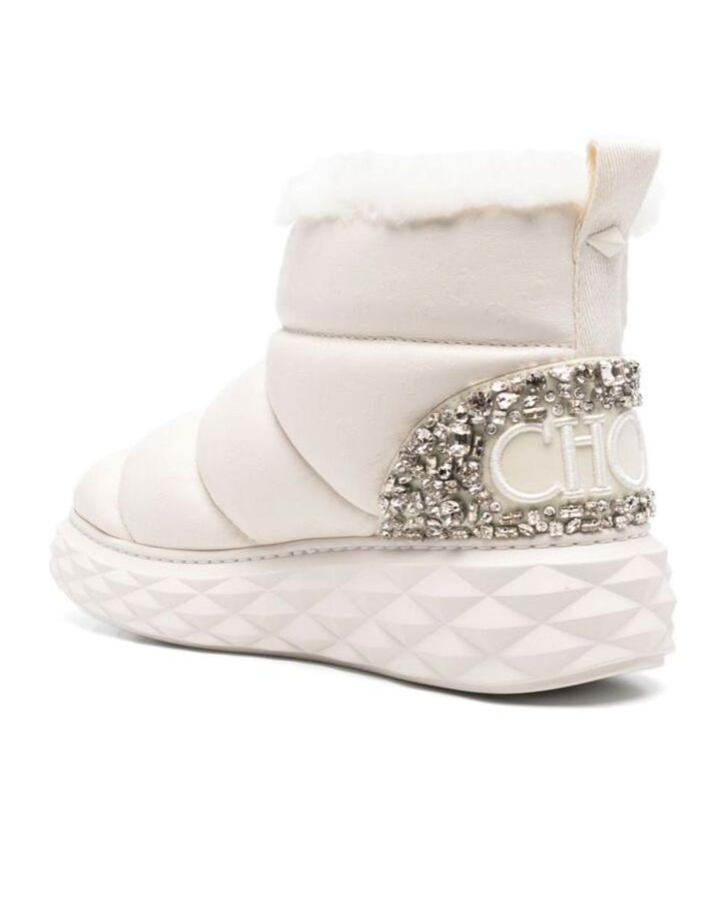 Jimmy Choo White Round-Toe Snow Boots