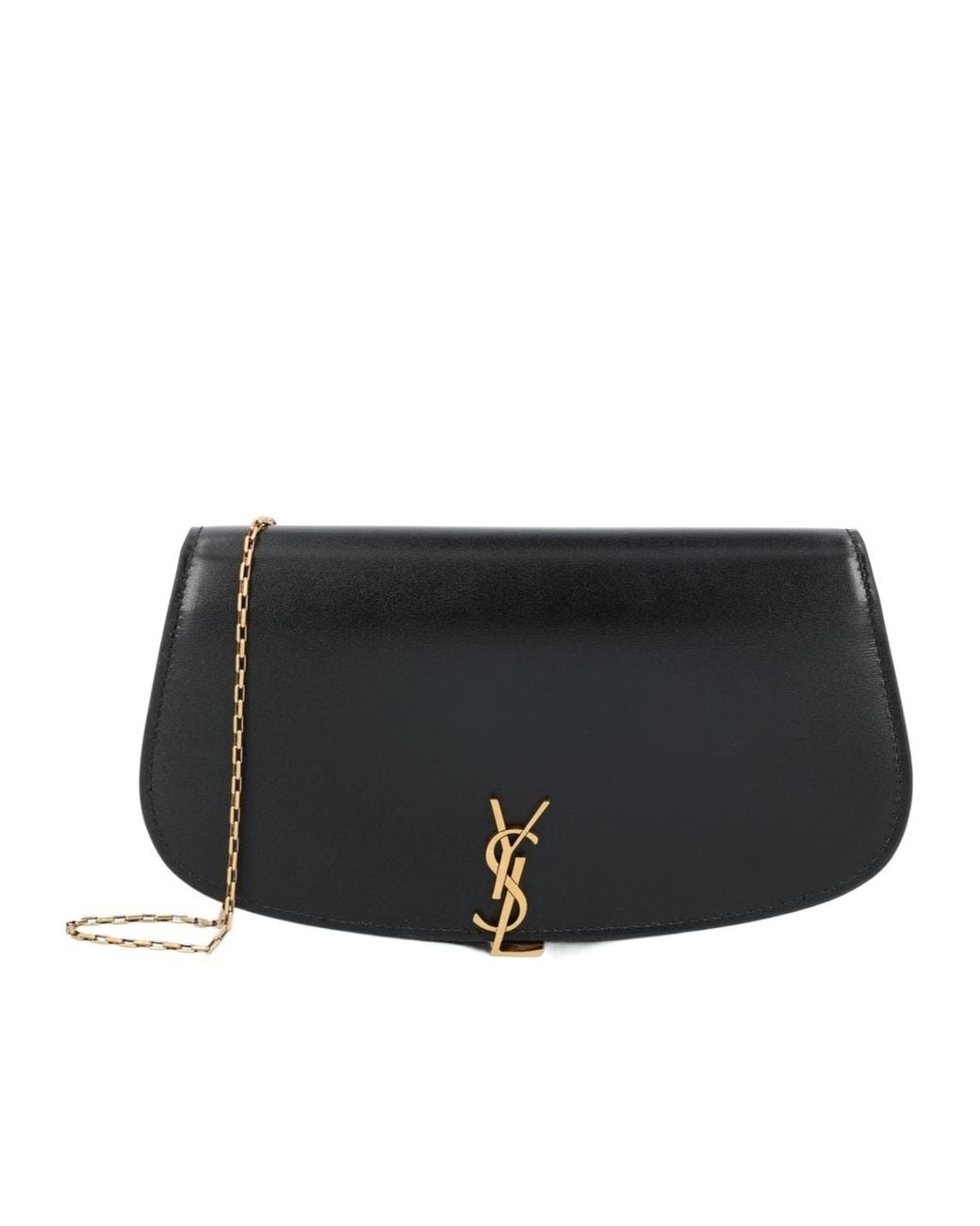 Saint Laurent Black Logo Plaque Foldover Top Shoulder Bag