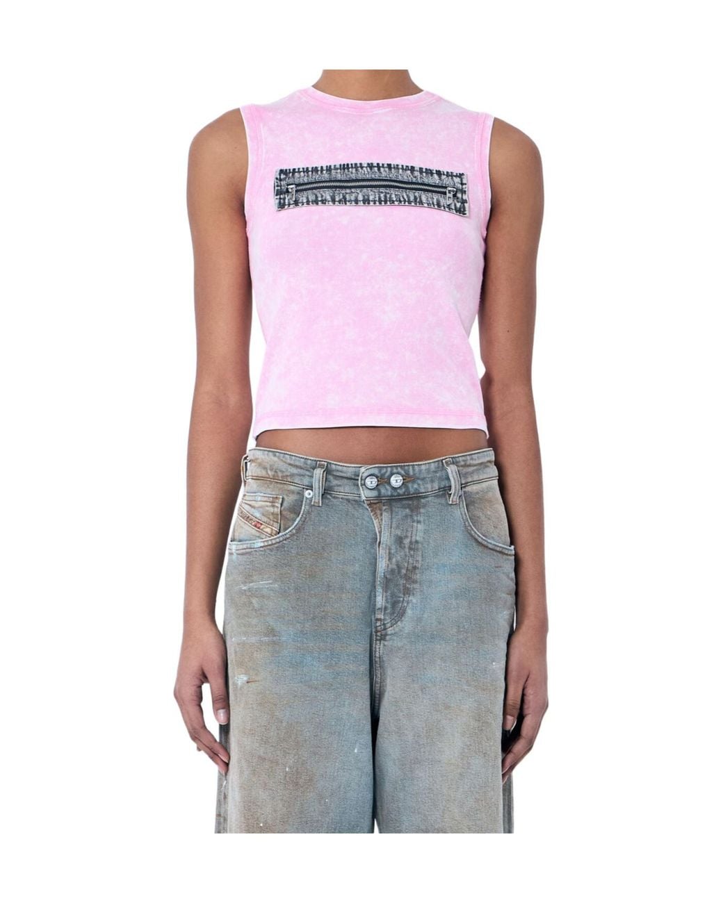 DIESEL Pink T-Arted Ribbed Tank Top