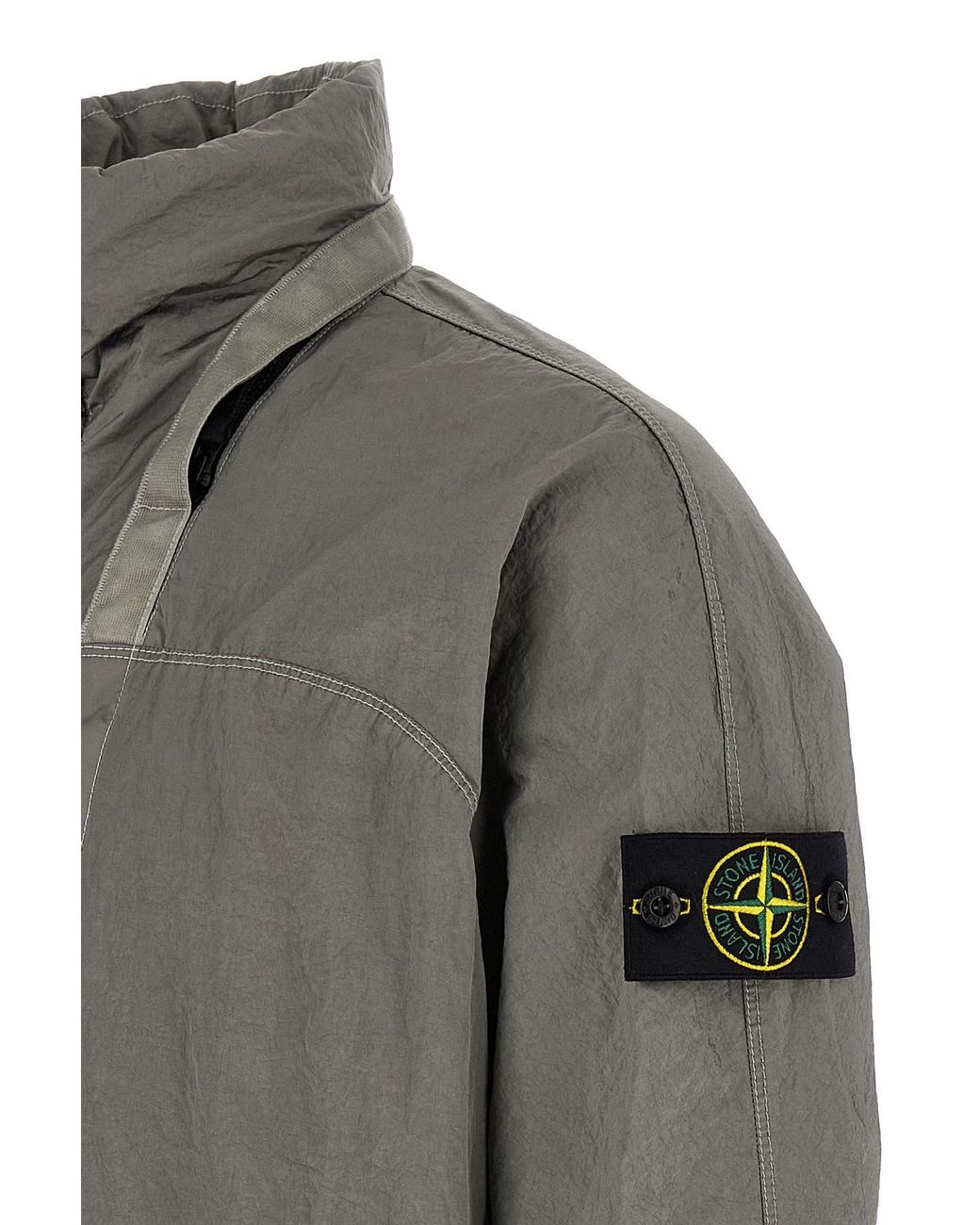 Stone Island Gray Logo Patch Bomber Jacket for men