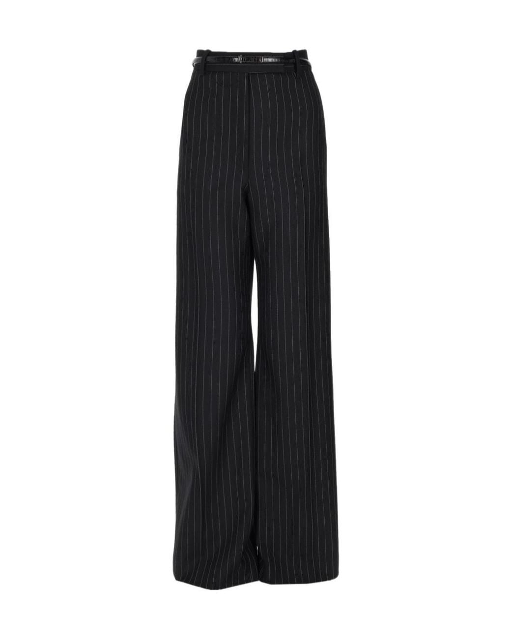 Tom Ford Black Pinstripe Wide-Leg Pants