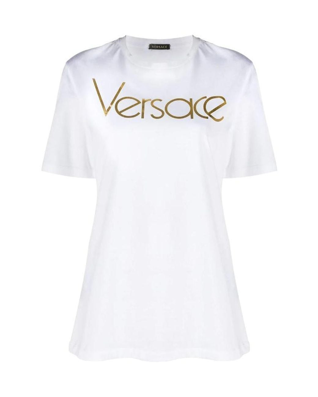 Versace White Logo T-Shirt With Round Neck