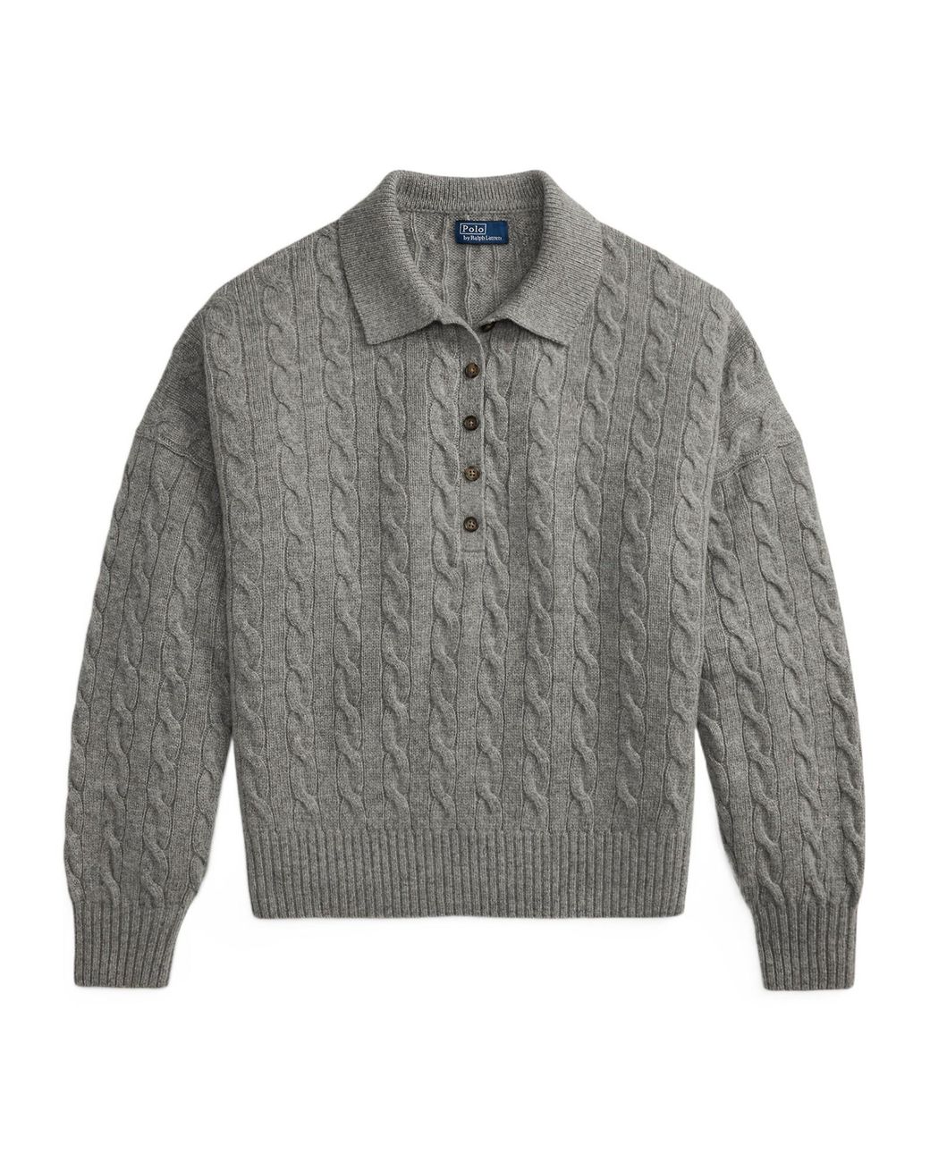 Polo Ralph Lauren Gray Sweater Polo Knitted Long Sleeve Shirt