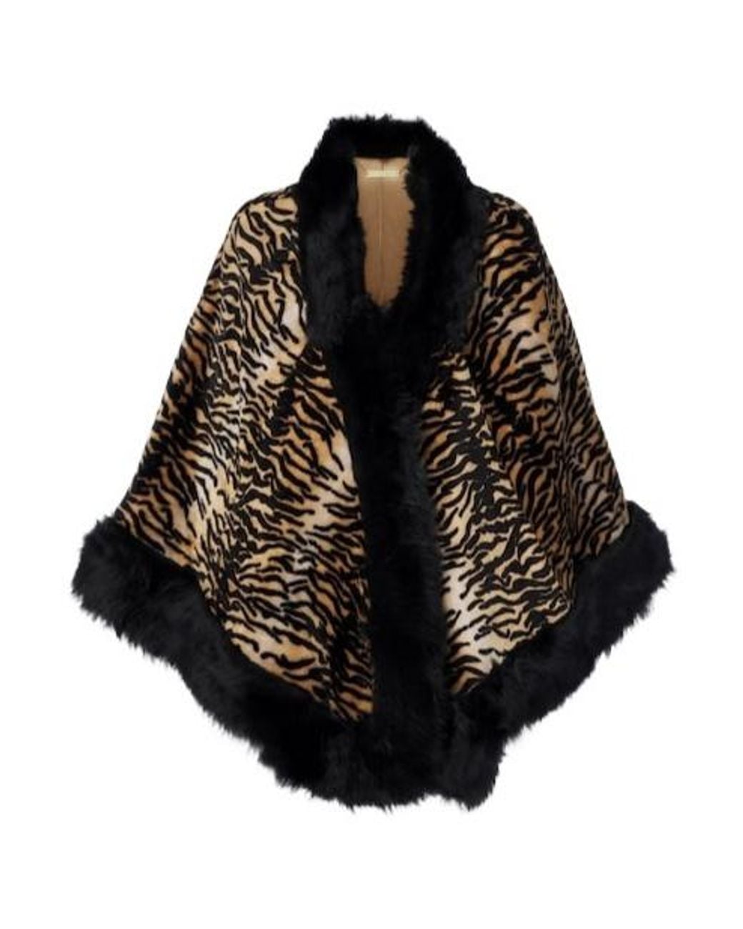 Nour Hammour Black Olympe Printed Shearling Poncho