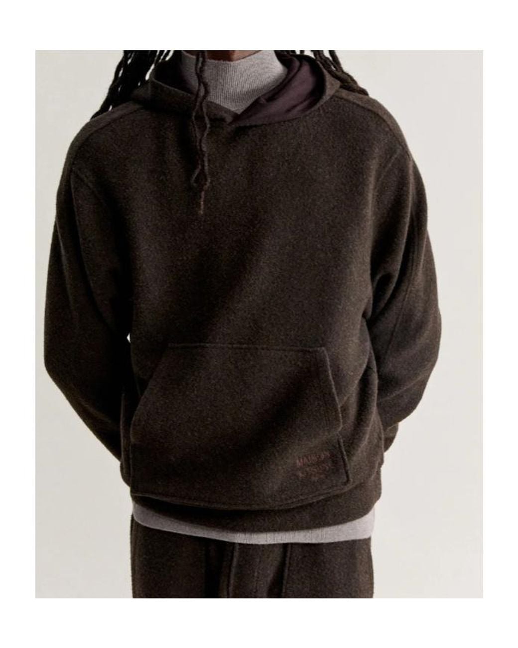Maison Kitsuné Brown Wool Blend Fleece Comfort Hoodie for men