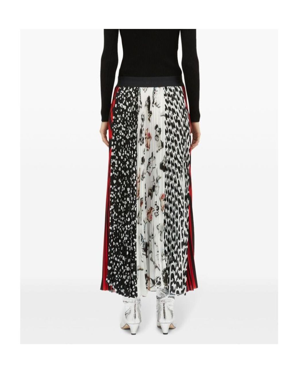 MSGM Red Patchwork-Print Skirt