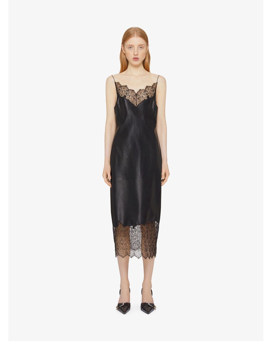 Givenchy Black Lace Trimmed Midi Dress