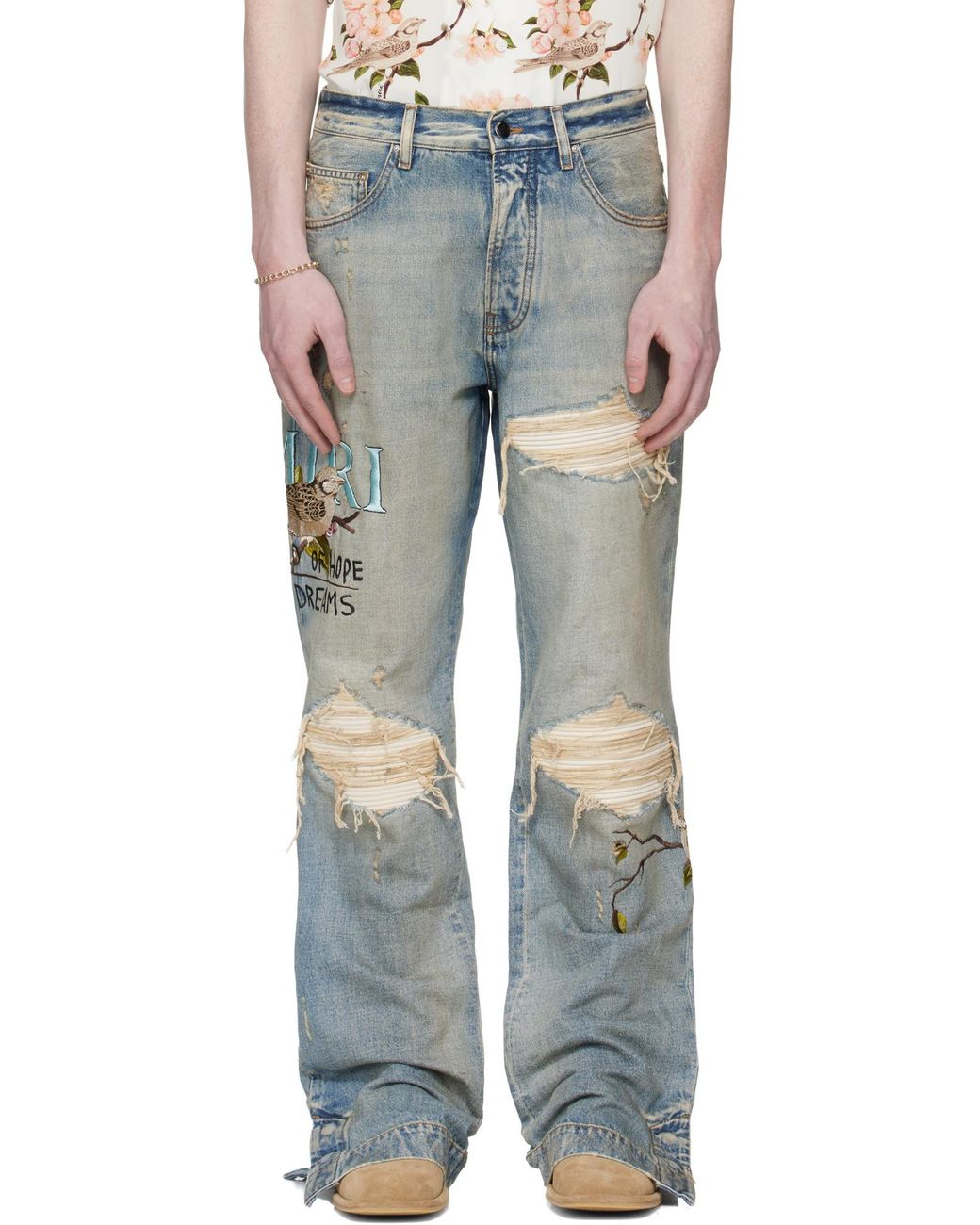 Amiri Blue Distressed Jeans for men