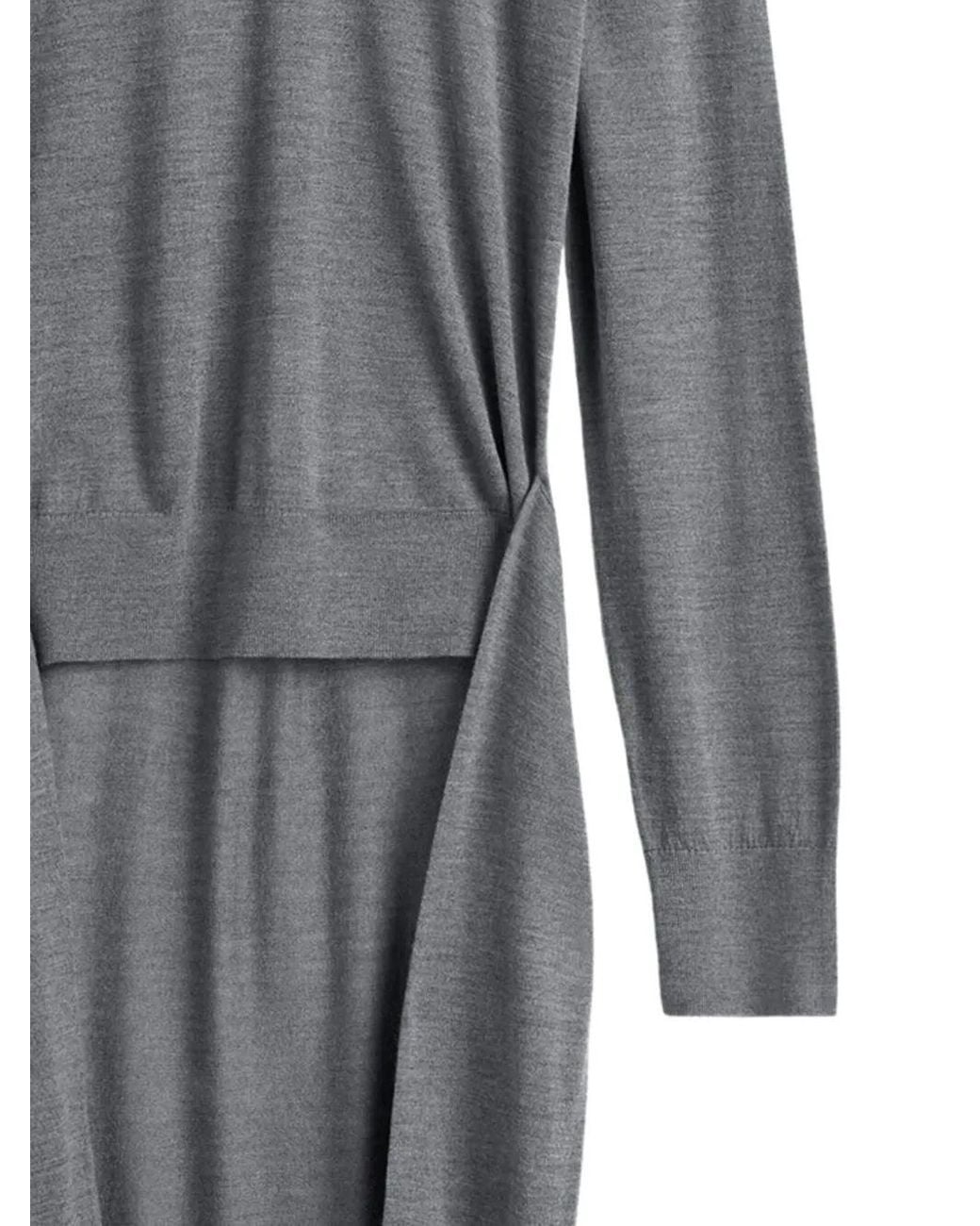 Totême Gray Turtleneck Belted Midi Dress