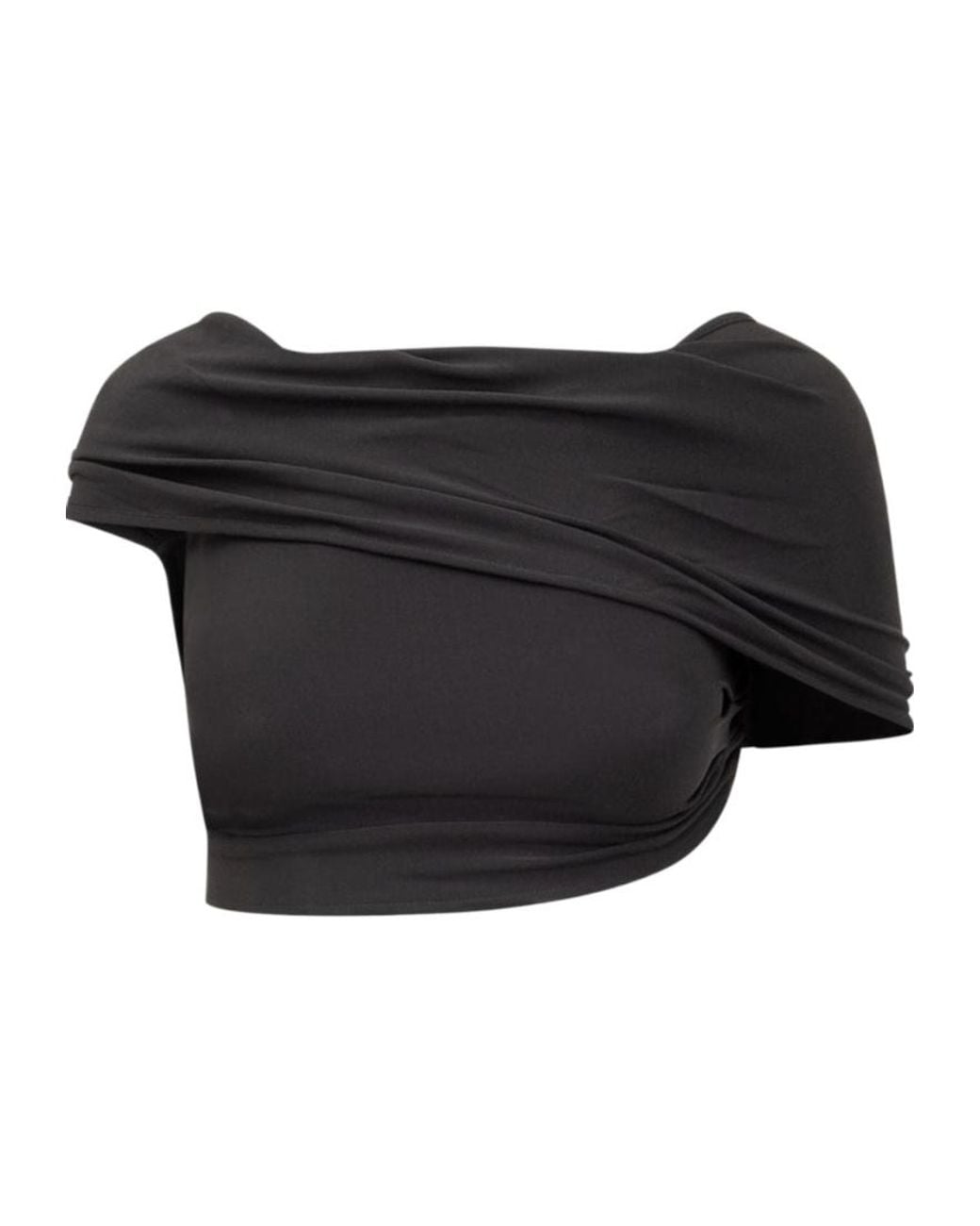 Casablanca Black Crepe Draped Crop Top