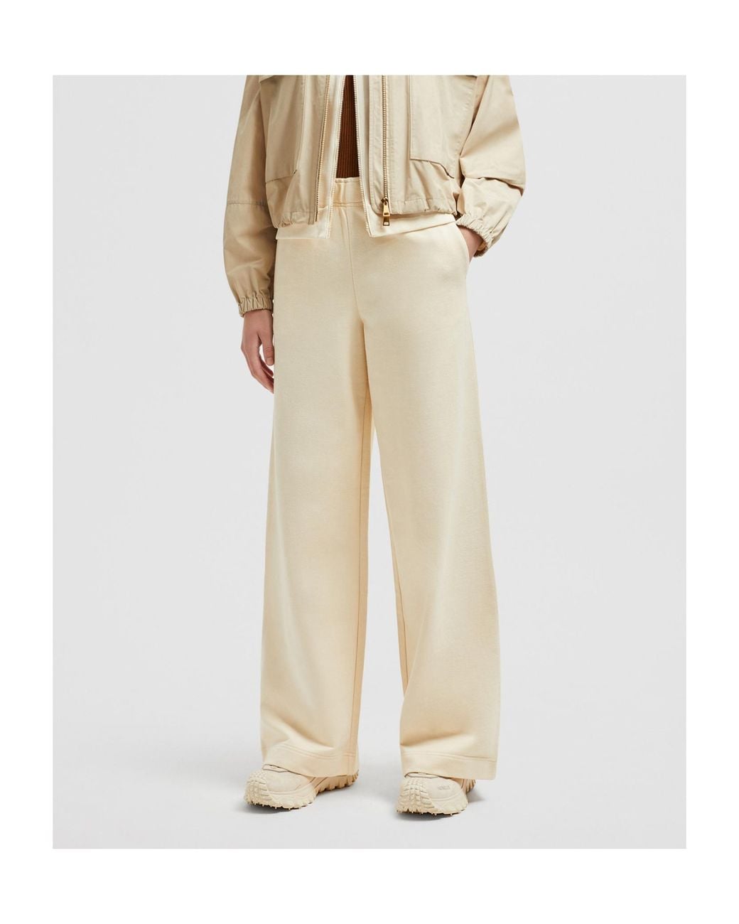 Moncler Natural Wide-Leg Track Pants