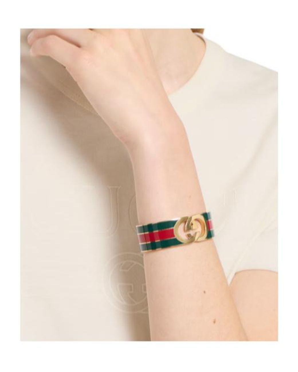 Gucci White Interlocking Bangle Bracelet