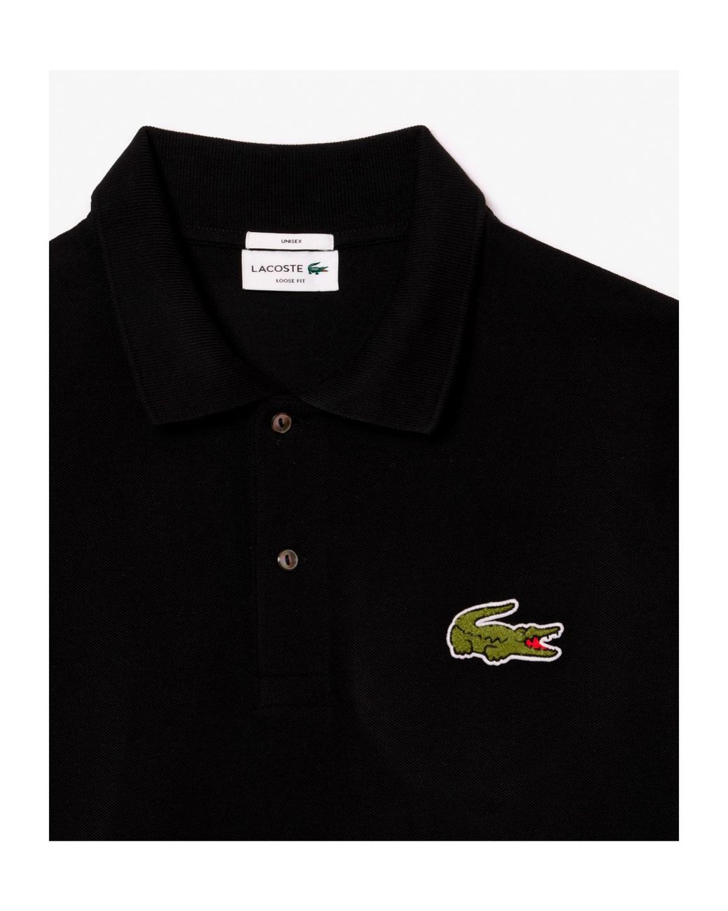 Lacoste Black Relaxed Fit Pique Polo Shirt for men
