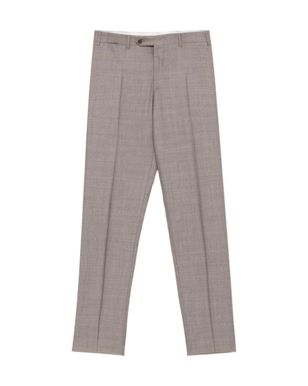 Canali Gray Mid-Rise Straight-Leg Trousers for men