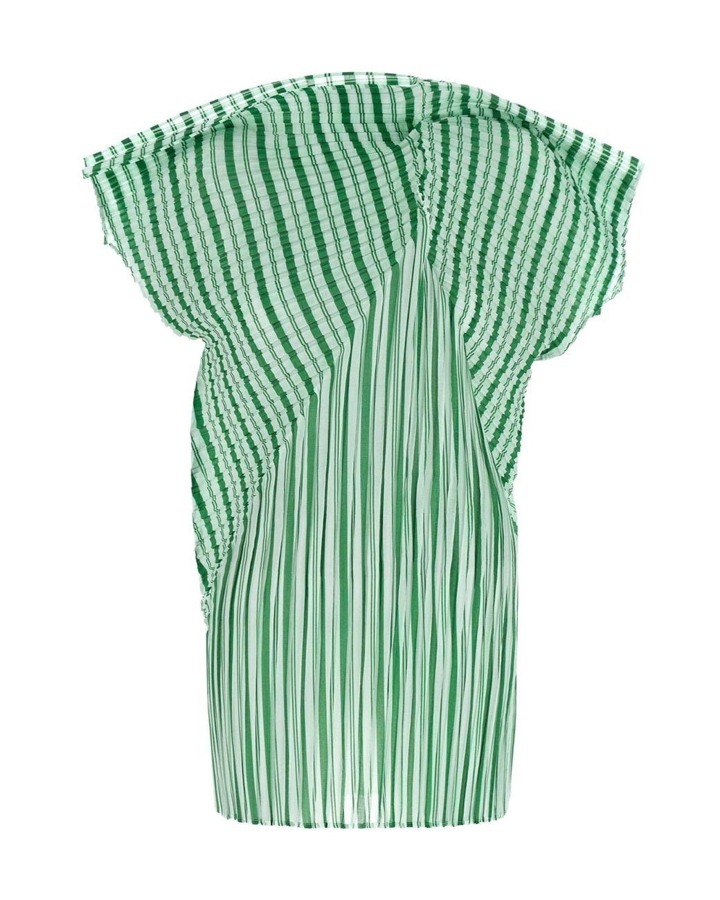 Issey Miyake Green Generic Stripes Short-Sleeved Top