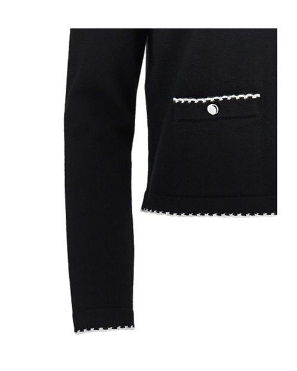 Tory Burch Black Contrast Trim Pocket Cardigan