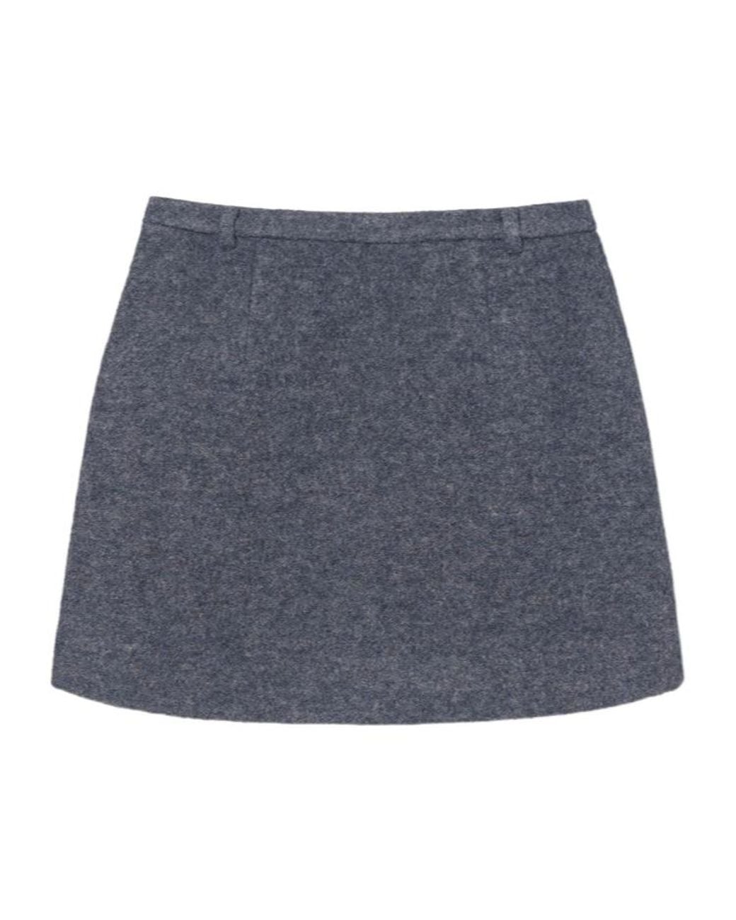DUNST Blue [Sullyoon Pick] Wool Mini Skirt Melange