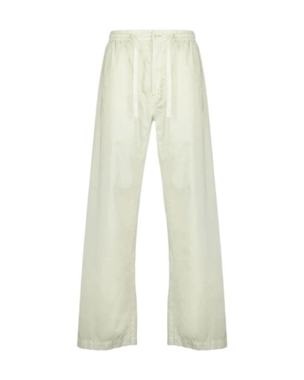 Lemaire White Drawstring Straight-Leg Pants for men