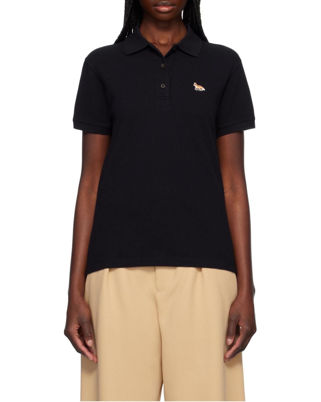 Maison Kitsuné Black Maison Kitsuné Baby Fox Patch Polo Shirt