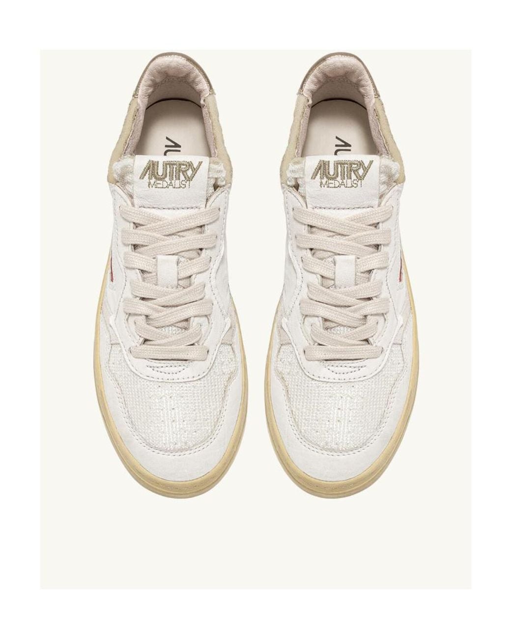 Autry White Logo-Patch Lace-Up Sneakers