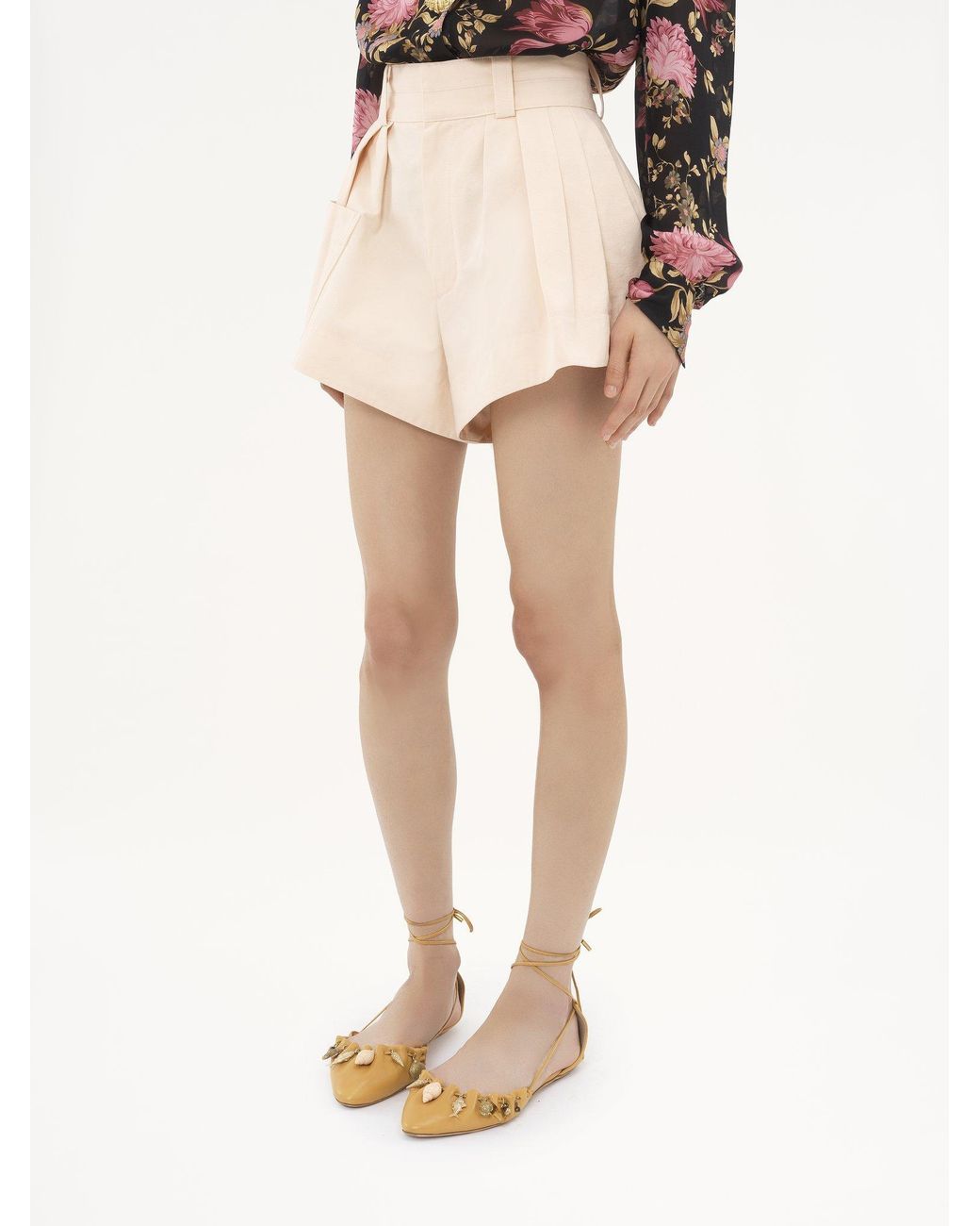 Chloé Natural Chloé High-Waisted Mini Shorts
