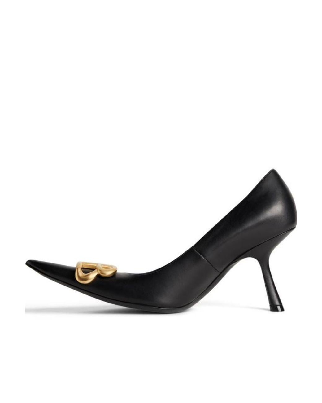 Balenciaga Black Logo Plaque Pointed-Toe Heels
