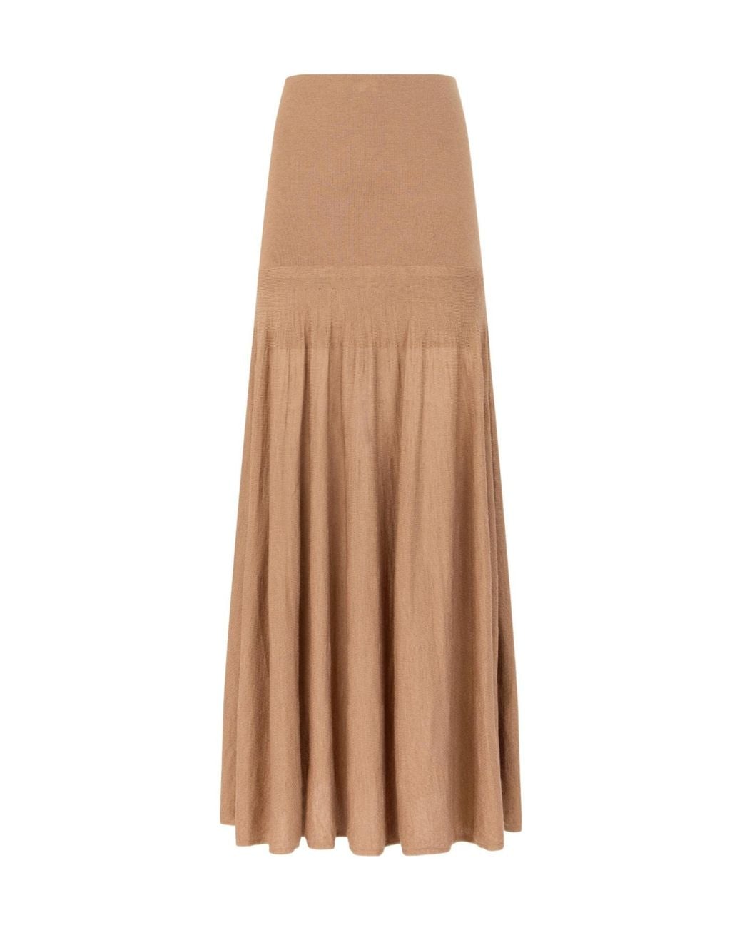 Rabanne Natural Rabanne High-Waist Pleated Maxi Skirt