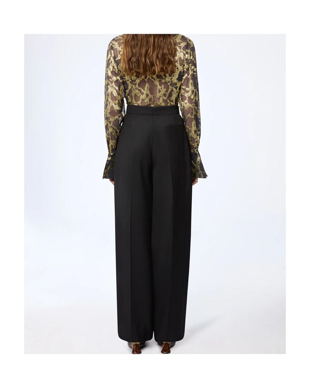 Nina Ricci Black Pleated Straight Leg Trousers