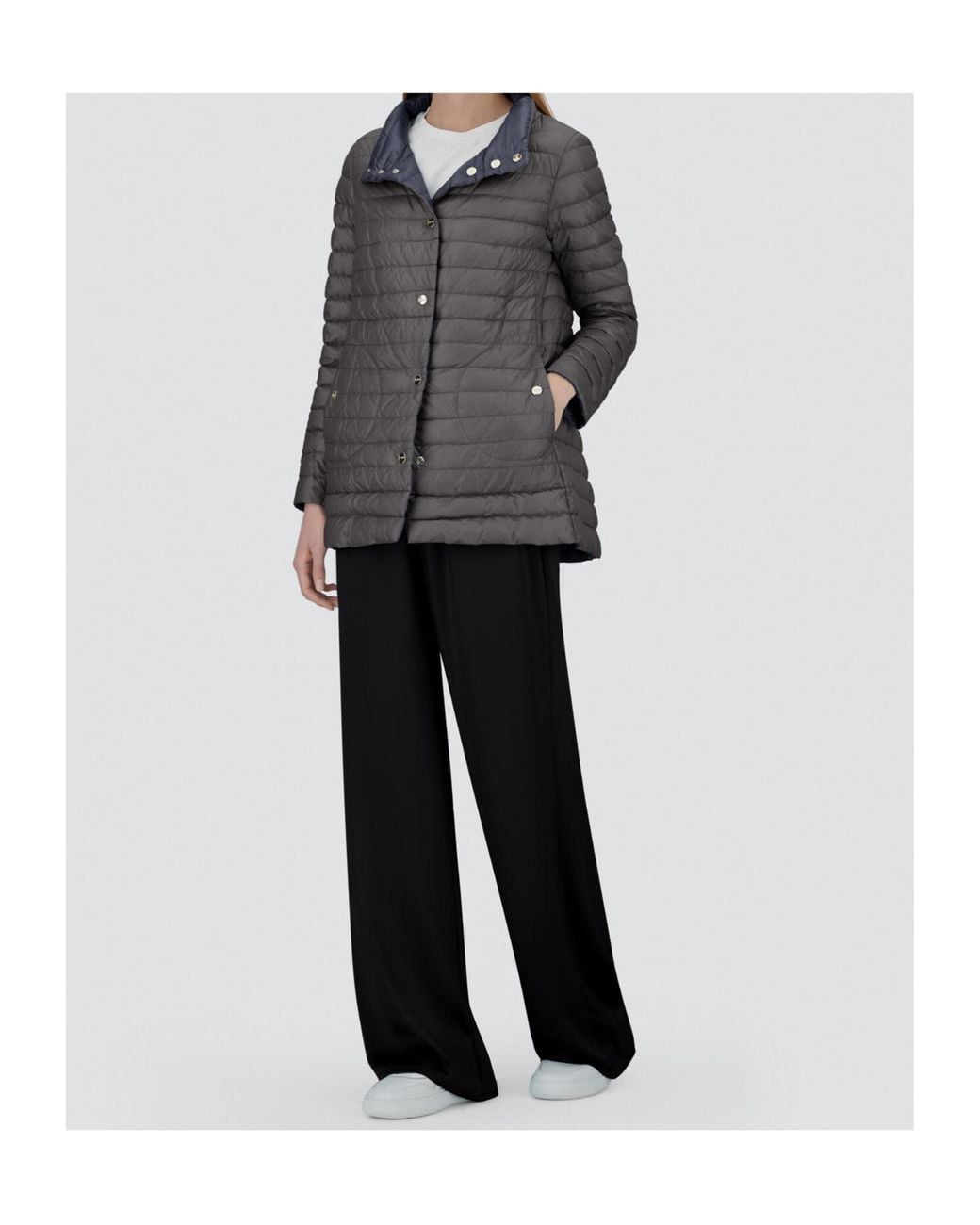 Herno Blue Reversible A-Shape Jacket With Contrasting Colors