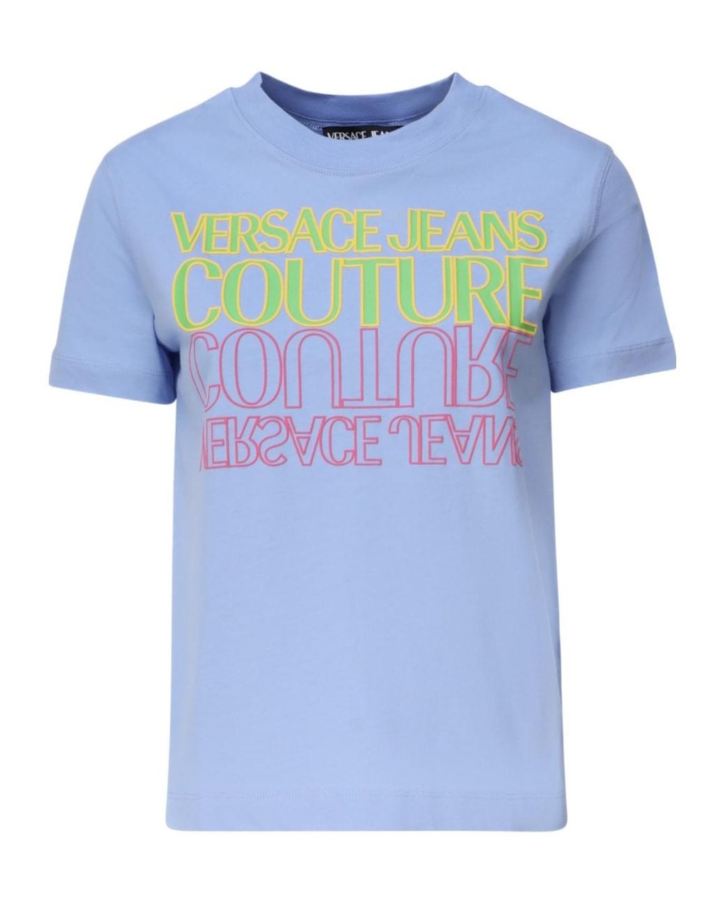 Versace Jeans Blue Couture Logo Printed Crewneck T-Shirt