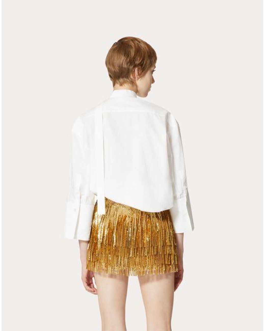 Valentino White Scarf Detailed Long-Sleeved Blouse