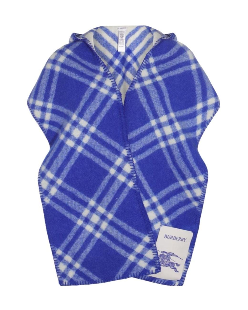 Burberry Blue Hood Equestrian Knight Checked Scarf